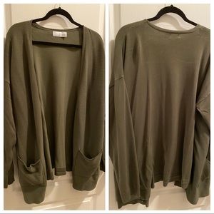 Olive Time and True Oversized Cardigan 22 NWOT